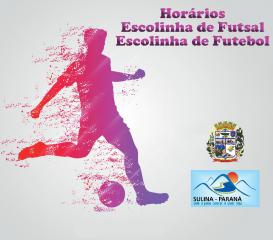 Horários Escolinha de Futsal e Futebol 2019